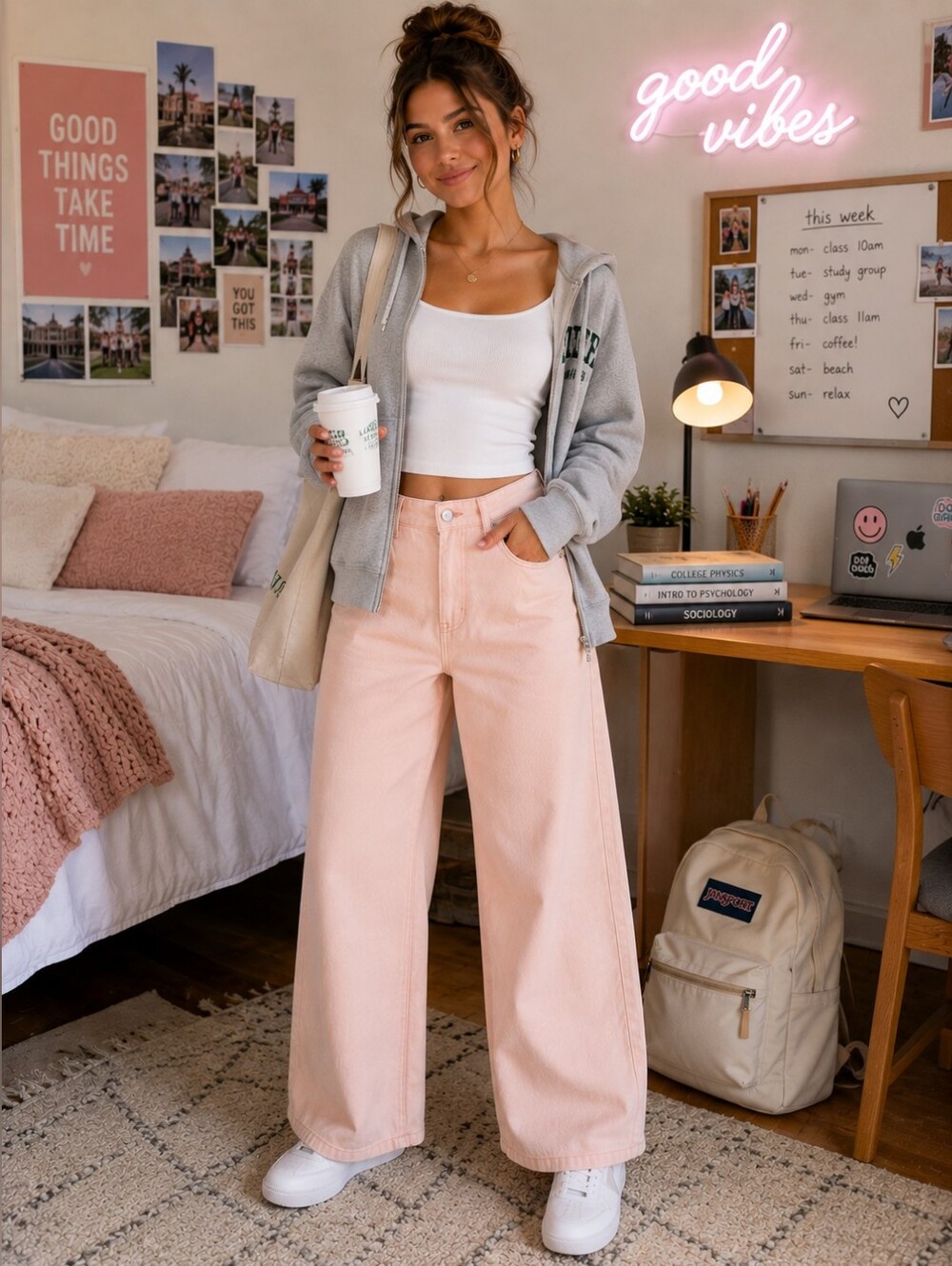 Cali 1850 Blush Pink Wide Leg Jeans Size 11 NWT